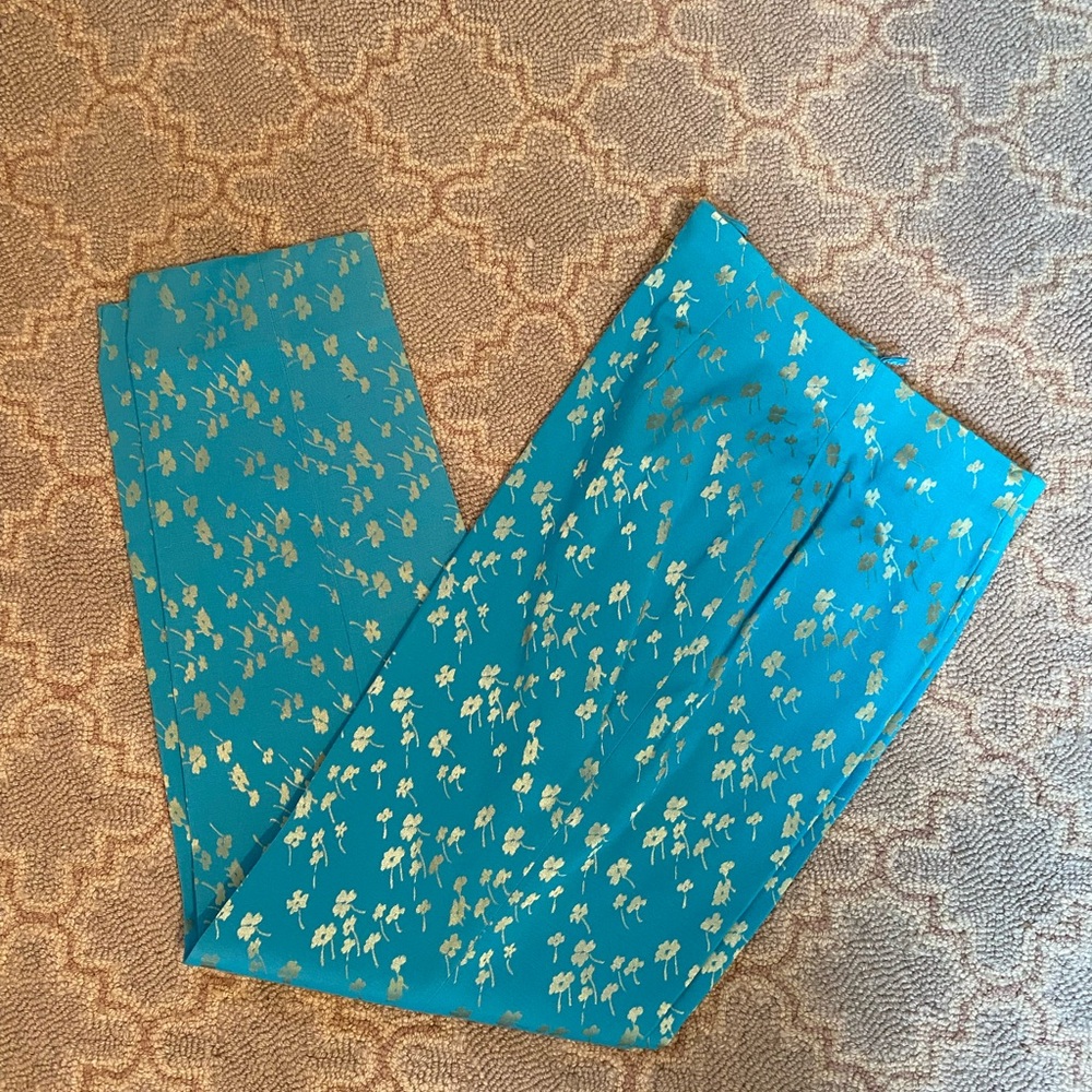 Teal and Gold Patterned Pants